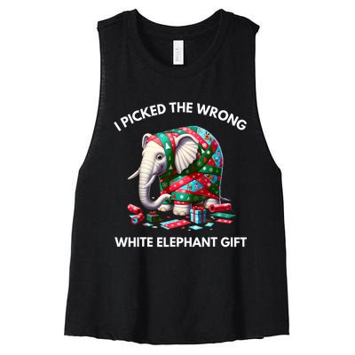 Funny White Elephant Gift Wrapped Elephant Dumb Gift Women's Racerback Cropped Tank