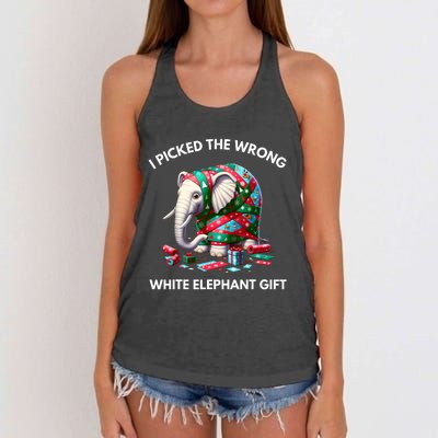 Funny White Elephant Gift Wrapped Elephant Dumb Gift Women's Knotted Racerback Tank