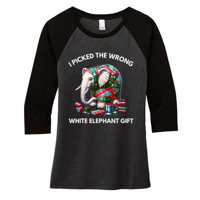 Funny White Elephant Gift Wrapped Elephant Dumb Gift Women's Tri-Blend 3/4-Sleeve Raglan Shirt