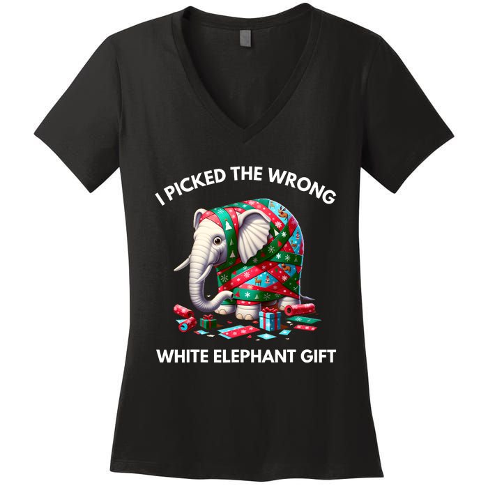 Funny White Elephant Gift Wrapped Elephant Dumb Gift Women's V-Neck T-Shirt