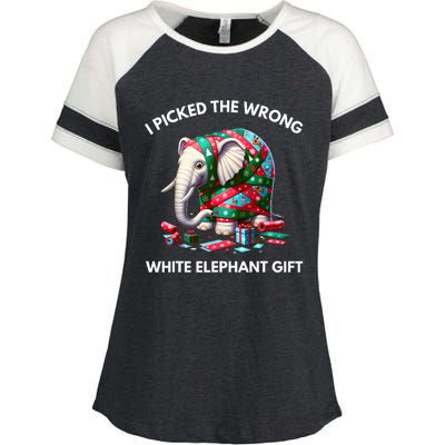 Funny White Elephant Gift Wrapped Elephant Dumb Gift Enza Ladies Jersey Colorblock Tee