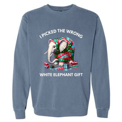 Funny White Elephant Gift Wrapped Elephant Dumb Gift Garment-Dyed Sweatshirt