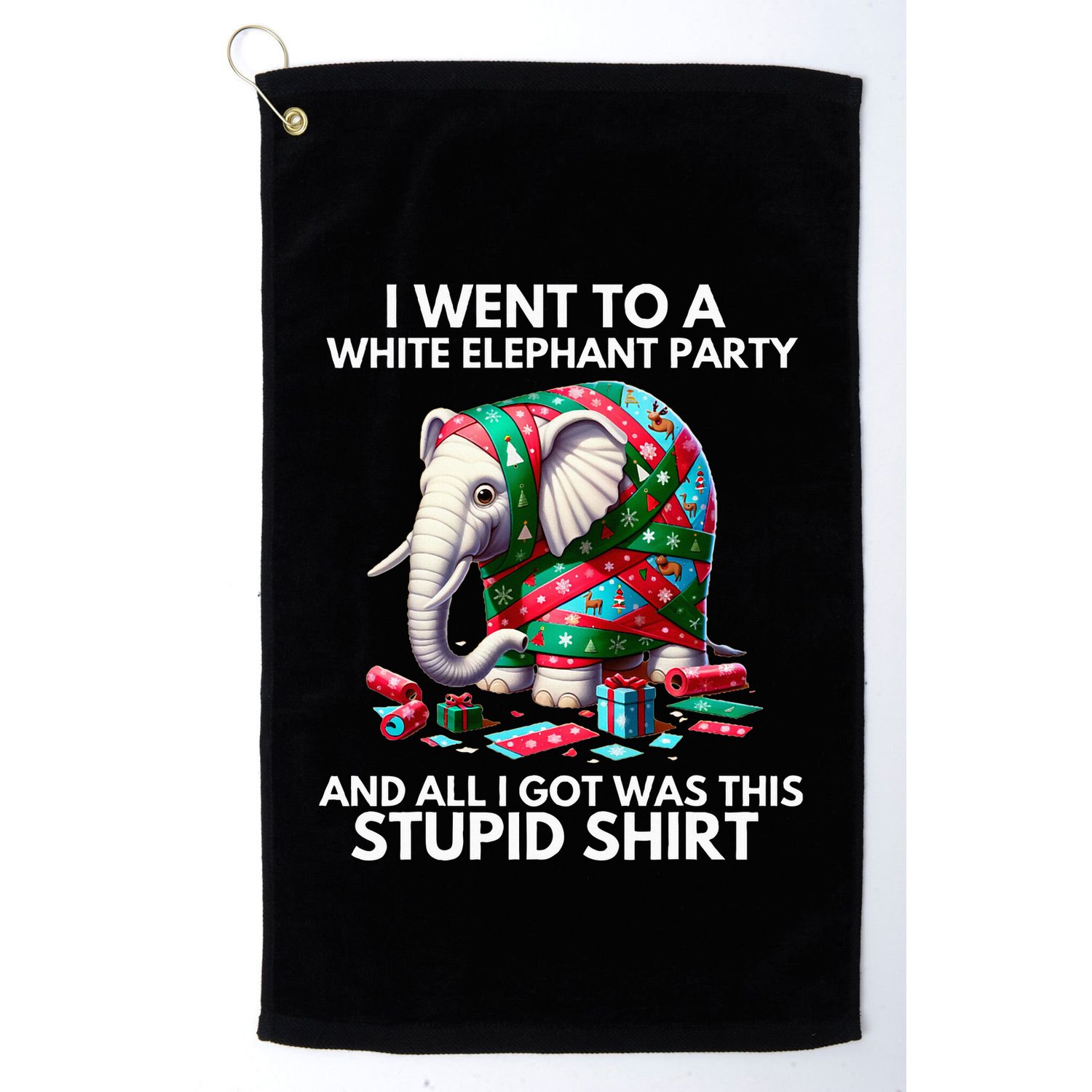 Funny White Elephant Gift Wrapped Elephant Dumb Gift  Golf Towel