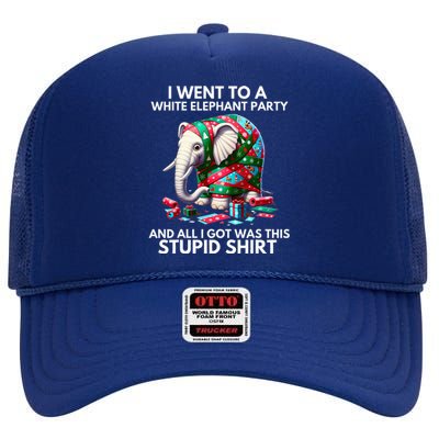 Funny White Elephant Gift Wrapped Elephant Dumb Gift  High Crown Mesh Back Trucker Hat