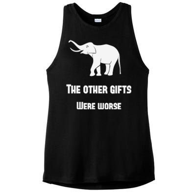 Funny White Elephant Gift Ladies PosiCharge Tri-Blend Wicking Tank