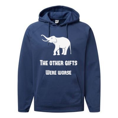 Funny White Elephant Gift Performance Fleece Hoodie