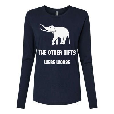 Funny White Elephant Gift Womens Cotton Relaxed Long Sleeve T-Shirt