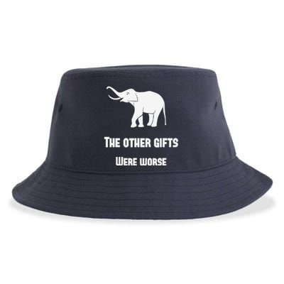 Funny White Elephant Gift Sustainable Bucket Hat