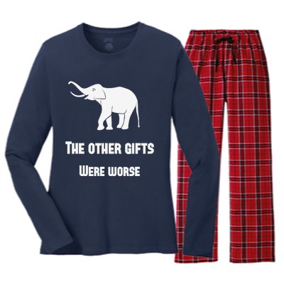 Funny White Elephant Gift Women's Long Sleeve Flannel Pajama Set 