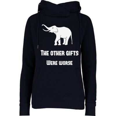 Funny White Elephant Gift Womens Funnel Neck Pullover Hood