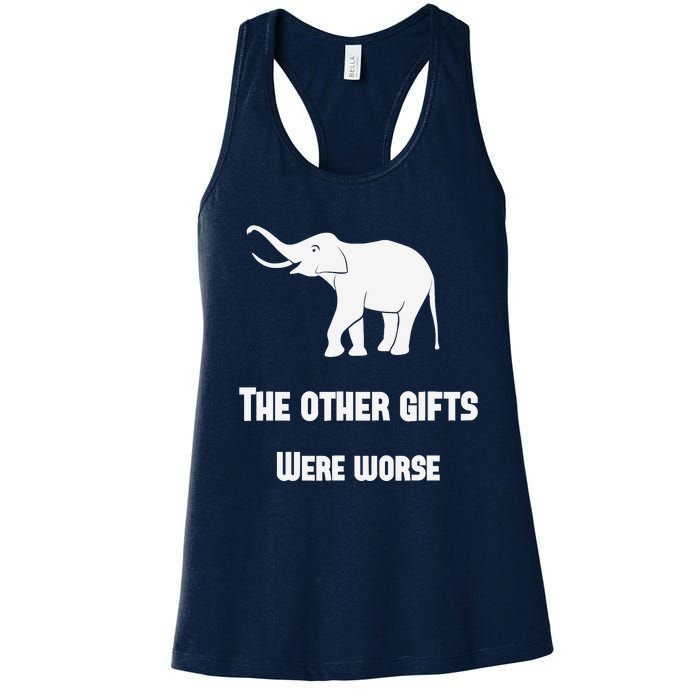 Funny White Elephant Gift Women's Racerback Tank