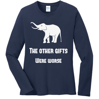 Funny White Elephant Gift Ladies Long Sleeve Shirt