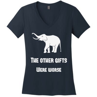 Funny White Elephant Gift Women's V-Neck T-Shirt