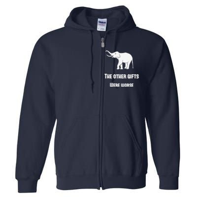 Funny White Elephant Gift Full Zip Hoodie