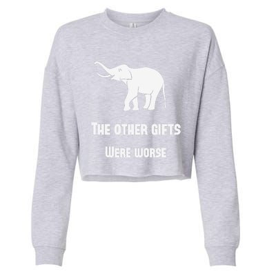 Funny White Elephant Gift Cropped Pullover Crew