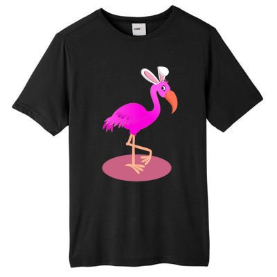 Flamingo With Easter Bunny Ears Cute Pink Bird Lover Gift Tall Fusion ChromaSoft Performance T-Shirt