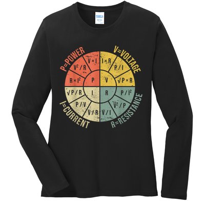 Formula Wheel Electrical Engineering Electricity Ohm's Law Ladies Long Sleeve Shirt
