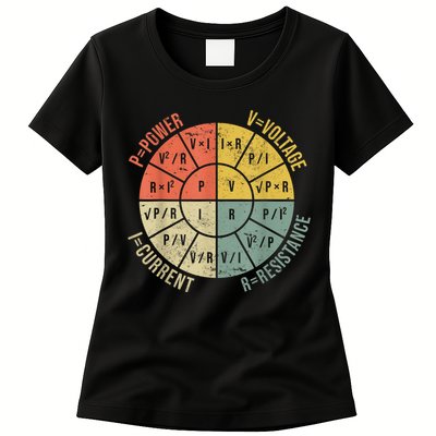 Formula Wheel Electrical Engineering Electricity Ohm's Law Womens T-Shirt
