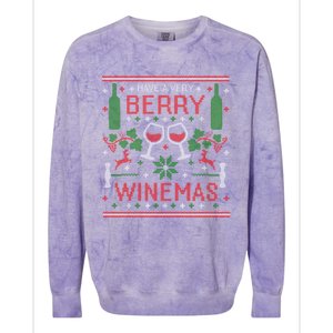 Funny Wine Er Berry Winemas Ugly Christmas Gift Colorblast Crewneck Sweatshirt