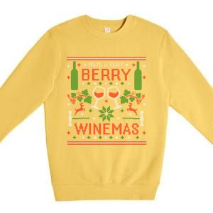 Funny Wine Er Berry Winemas Ugly Christmas Gift Premium Crewneck Sweatshirt