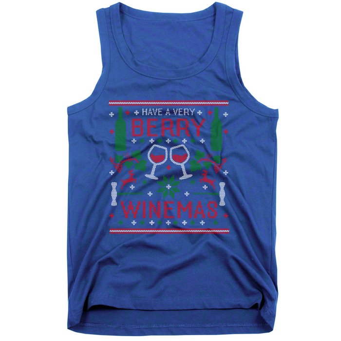 Funny Wine Er Berry Winemas Ugly Christmas Gift Tank Top