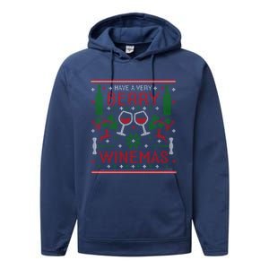 Funny Wine Er Berry Winemas Ugly Christmas Gift Performance Fleece Hoodie