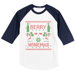 Funny Wine Er Berry Winemas Ugly Christmas Gift Baseball Sleeve Shirt