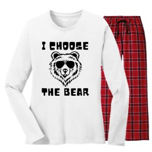 Funny Women Empowerment I Choose The Bear Women's Long Sleeve Flannel Pajama Set 