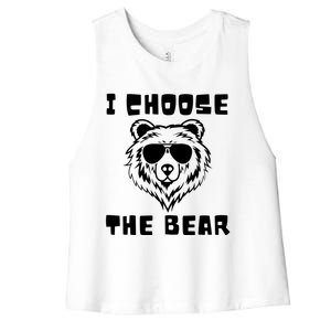 Funny Women Empowerment I Choose The Bear Women's Racerback Cropped Tank