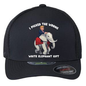 Funny White Elephant Gag Wrapped Elephant Dumb Flexfit Unipanel Trucker Cap