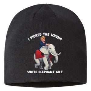 Funny White Elephant Gag Wrapped Elephant Dumb Sustainable Beanie