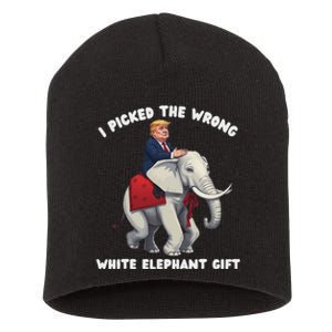 Funny White Elephant Gag Wrapped Elephant Dumb Short Acrylic Beanie