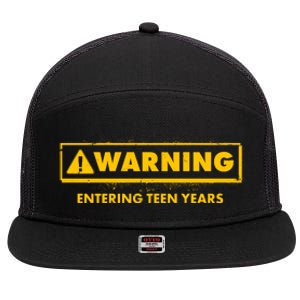 Funny Warning Entering Teen Years 7 Panel Mesh Trucker Snapback Hat