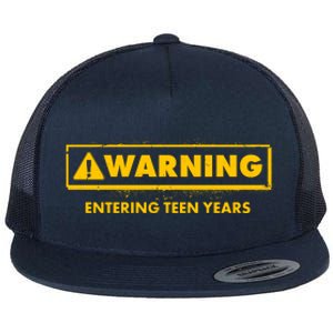 Funny Warning Entering Teen Years Flat Bill Trucker Hat