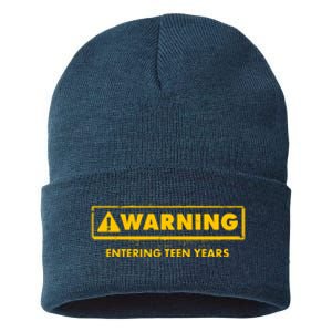 Funny Warning Entering Teen Years Sustainable Knit Beanie