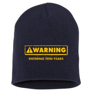 Funny Warning Entering Teen Years Short Acrylic Beanie