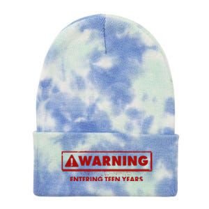 Funny Warning Entering Teen Years Tie Dye 12in Knit Beanie