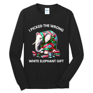 Funny White Elephant Gift Wrapped Elephant Dumb Gift Tall Long Sleeve T-Shirt