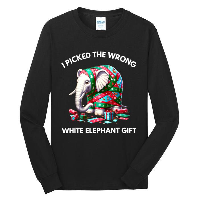 Funny White Elephant Gift Wrapped Elephant Dumb Gift Tall Long Sleeve T-Shirt