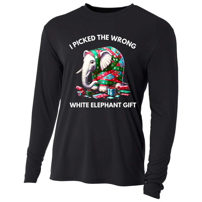 Funny White Elephant Gift Wrapped Elephant Dumb Gift Cooling Performance Long Sleeve Crew