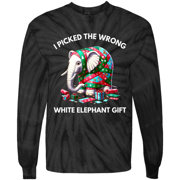 Funny White Elephant Gift Wrapped Elephant Dumb Gift Tie-Dye Long Sleeve Shirt