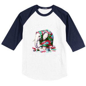 Funny White Elephant Gift Wrapped Elephant Dumb Gift Baseball Sleeve Shirt