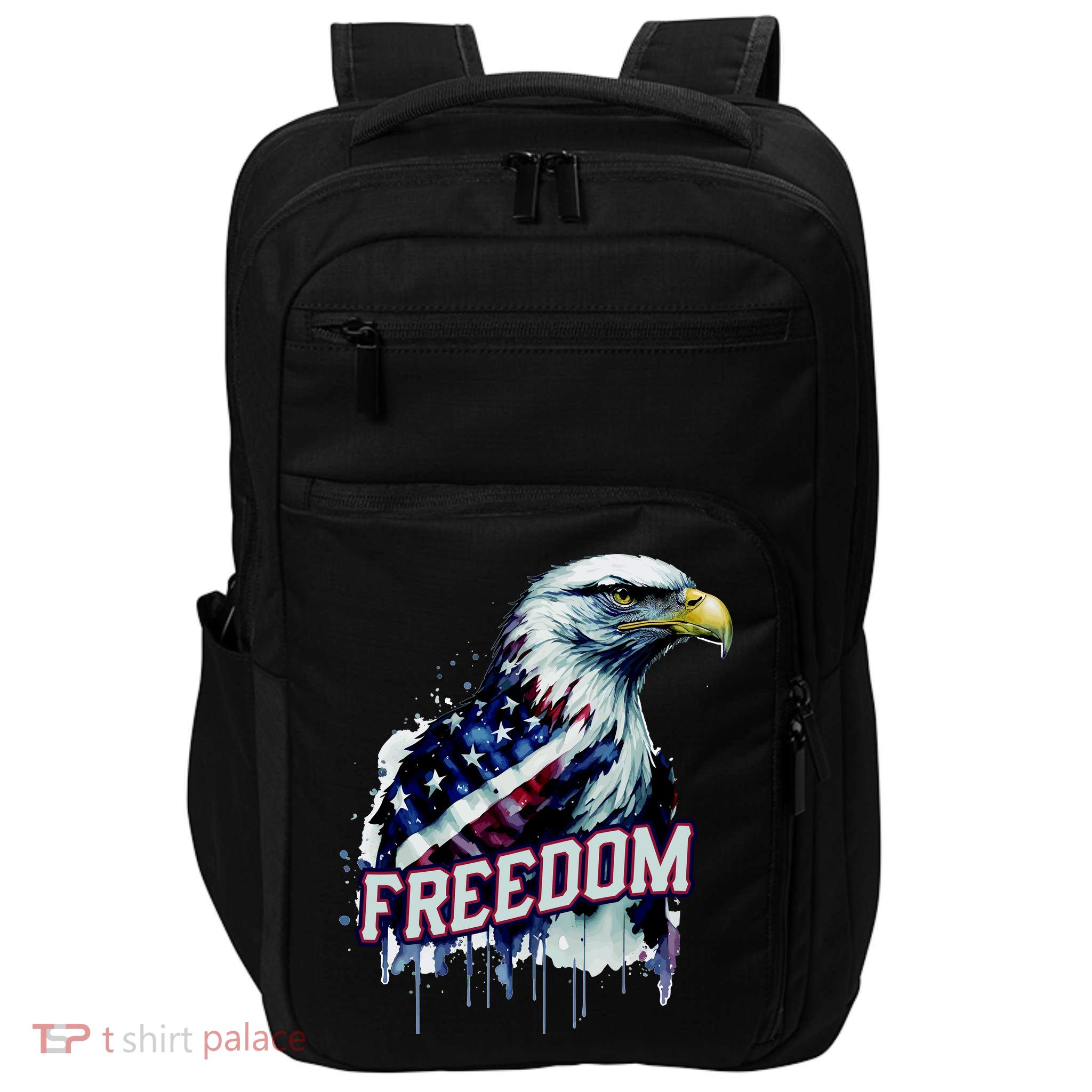 Freedom Watercolor Eagle With American Flag Impact Tech Backpack
