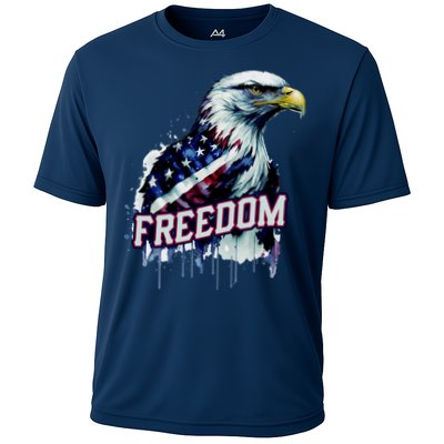 Freedom Watercolor Eagle With American Flag Performance Shirt