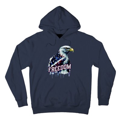 Freedom Watercolor Eagle With American Flag Hoodie