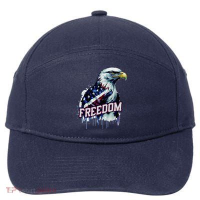 Freedom Watercolor Eagle With American Flag 7-Panel Snapback Hat