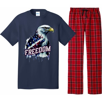 Freedom Watercolor Eagle With American Flag Pajama Set