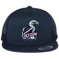 Freedom Watercolor Eagle With American Flag Flatbill Hat