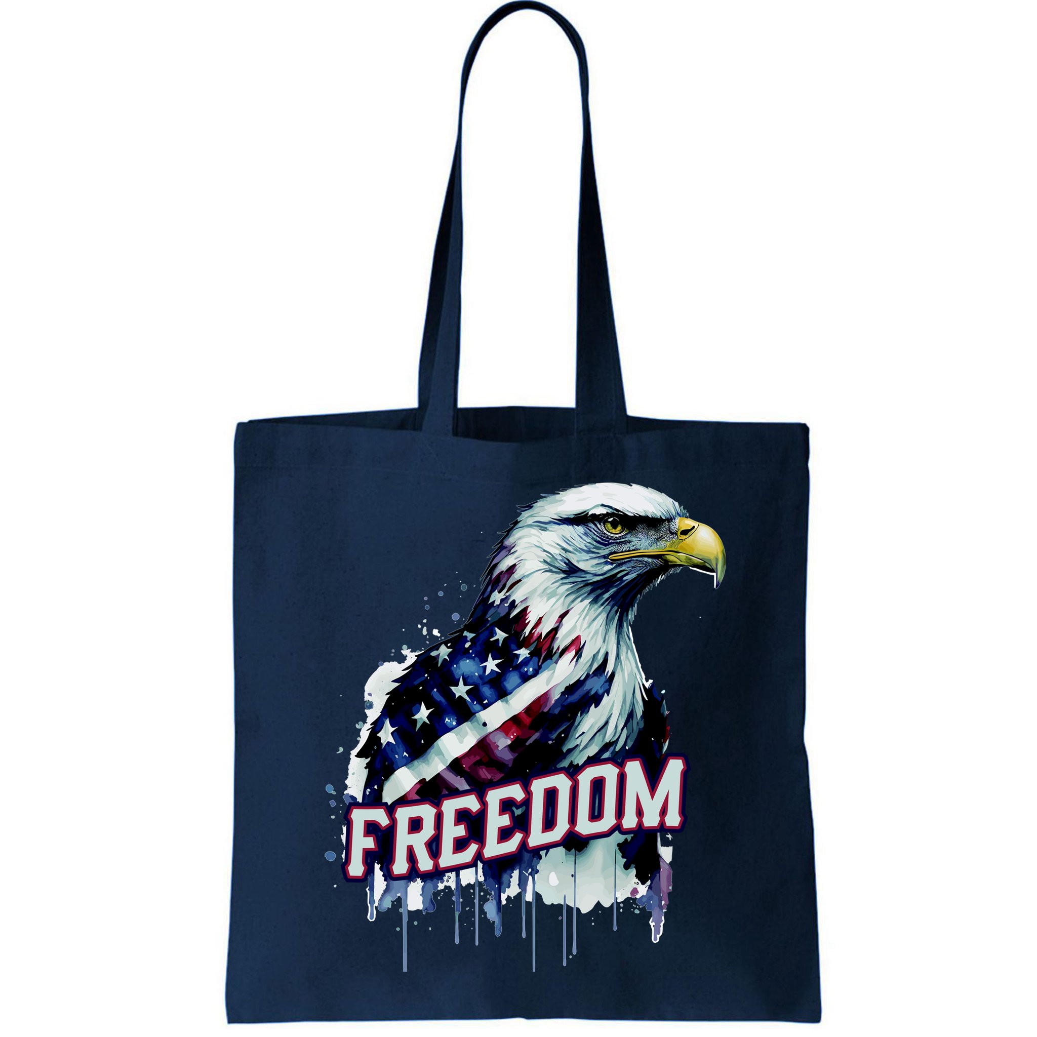 Freedom Watercolor Eagle With American Flag Bag