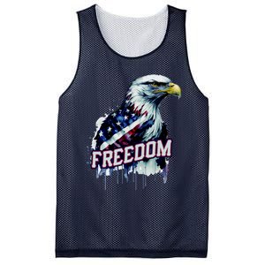 Freedom Watercolor Eagle With American Flag Mesh Reversible Basketball Jersey Tank